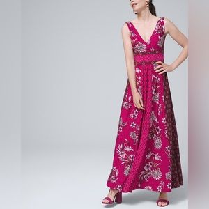 White House Black Market mixed-print matte jersey maxi dress